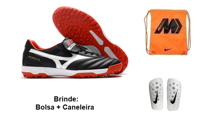Chuteira Society Mizuno Morelia 2 As Tf + Brindes